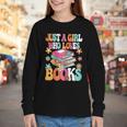 Just A Girl Who Loves Books Reading Cute Bookworm Girls Kids Youth Long Sleeve Tee