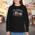 Life Happens Reading Helps Loves To Read Books Cats Youth Long Sleeve Tee