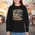 Read Books Be Kind Stay Weird Book Dragon Skeleton Reading Youth Long Sleeve Tee