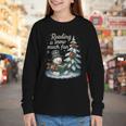 Reading Is Snow Much Fun Christmas Books Snowman Bookworm Youth Long Sleeve Tee