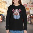 Readsalotl Axolotl Reading Book Lover Reading Pocket Axolotl Youth Long Sleeve Tee