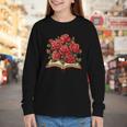 Red Roses Flowers Book Floral Youth Long Sleeve Tee
