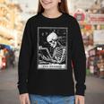 Tarot Card Shirt The Reader Tarot Skeleton Reading Book Youth Long Sleeve Tee