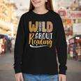 Wild About Reading Lover Bookworm Library Teacher Zoo Animal Youth Long Sleeve Tee