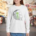 Astronaut Reading Book To Alien Moon Space Women Kids Men Premium Tri-Blend Youth Long Sleeve Tee