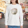Barely Tolerable Book Lover Bookish Floral Bookworm Youth Long Sleeve Tee