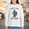Halloween Skeleton Pun Book Lover Library Joke Youth Long Sleeve Tee Halloween Skeleton Pun Book Lover Library Joke Youth Long Sleeve Tee