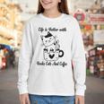 Life Is Better With Books Cats And Coffee Shirt Youth Long Sleeve Tee