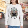 Reader Skeleton Read Books Be Kind Stay Weird Youth Long Sleeve Tee