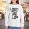 I Require Books Raccoon Reading For Book Lovers Youth Long Sleeve Tee I Require Books Raccoon Reading For Book Lovers Youth Long Sleeve Tee