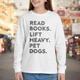 Retro Gym Book Lover Read Books Lift Heavy Pet Dogs Youth Long Sleeve Tee