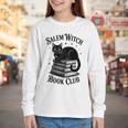 Salem Witch Book Club Bookish Halloween Cat Women Youth Long Sleeve Tee