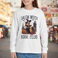 Salem Witch Book Club Bookish Retro Halloween Cat Youth Long Sleeve Tee