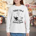 Today I'm A Serious Goose Animal Reading Book Lovers Youth Long Sleeve Tee