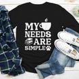 Book Coffee Dog Book My Needs Are Simple Men Women Kids Youth Long Sleeve Tee