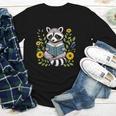 Cute Raccoon Reading Book Flowers Youth Long Sleeve Tee