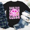Library Book Fair Queen Vibe Groovy Tie Dye School Reading Youth Long Sleeve Tee