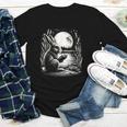 Rabbit Reading Book Full Moon Lake Scenery Youth Long Sleeve Tee