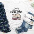 Easily Distracted By Cats And Books Cute Book Lover Youth Long Sleeve Tee
