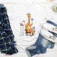 Giraffe Reading Tea Books Coffee Book Lover Graphic Youth Long Sleeve Tee