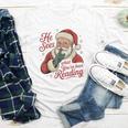 He Sees What You'Ve Been Reading Bookish Christmas Humor Youth Long Sleeve Tee
