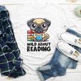 Wild About Reading Book Lover Pug Dog Youth Long Sleeve Tee