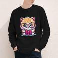 Adorable Book Lover Persian Cat With Reading Glasses Cute Youth Long Sleeve Tee Adorable Book Lover Persian Cat With Reading Glasses Cute Youth Long Sleeve Tee