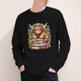 Bookworm Cute Highland Cow Reading Book Youth Long Sleeve Tee