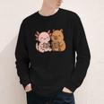 Capybara Axolotl Kawaii Kids Anime Book Lover Reading Youth Long Sleeve Tee Capybara Axolotl Kawaii Kids Anime Book Lover Reading Youth Long Sleeve Tee