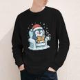 Cute Christmas Penguin Reading Book Cozy Winter Holiday Art Youth Long Sleeve Tee