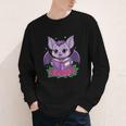 Cute Pastel Goth Bat Reading Book Youth Long Sleeve Tee