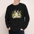 Cute Rabbit And Book Women Girls Reading Book Rabbit Lover Youth Long Sleeve Tee