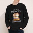 Easily Distracted By Cats And Books Reading Lover Bookish Youth Long Sleeve Tee