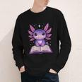 Kawaii Axolotl Cute Axolotls Reading Book Youth Long Sleeve Tee