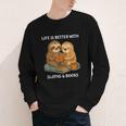 Life Is Better With Sloths And Books Cute Sloth Lover Youth Long Sleeve Tee