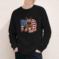 Patriotic German Shepherd Books Baseball USA Flag Vintage Youth Long Sleeve Tee