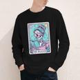 The Reader Retro Reading Skeleton Books Flowers Tarot Card Youth Long Sleeve Tee