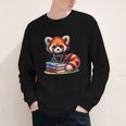 Red Panda Books Lover Reading Bookworm Youth Long Sleeve Tee