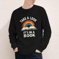 Retro Rainbow Take A Look It's In A Book Reading Youth Long Sleeve Tee