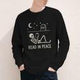 Skeleton Read In Peace Halloween Book Graphic Bookish Youth Long Sleeve Tee