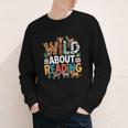Wild About Reading Zoo Animals Books Reader Lover Youth Long Sleeve Tee