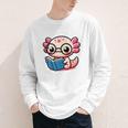 Adorable Book Lover Axolotl With Reading Glasses Cute Youth Long Sleeve Tee