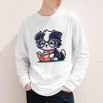 Adorable Book Lover Border Collie With Reading Glasses Cute Raglan Baseball Tee Youth Long Sleeve Tee