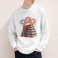 Books Fireworks 4th Of July Bookworm Patriotic Reader Youth Long Sleeve Tee