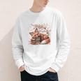Fox And Book Lover Graphic For Women And Spring Pink Flower Youth Long Sleeve Tee