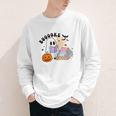 Ghost Reading Halloween Women Teacher Book Lover Youth Long Sleeve Tee
