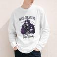 Good Girls Read Bad Books Sarcastic Skeleton Goth Skull Youth Long Sleeve Tee