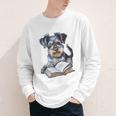 Nerdy Schnauzer Dog Book Lover Glasses Cute Pet For Men Women Kids Youth Long Sleeve Tee