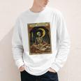 The Reader Tarot Card Book Lover Skeleton Art Goth Style Youth Long Sleeve Tee