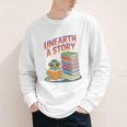 Unearth A Story Cute Turtle Reading Books Librarian Youth Long Sleeve Tee